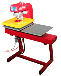 An automatic screen printing machine like the Anatol Vector, combined with the Anatol<br />
Two Station Automatic heat transfer press will take the work out of high volume transfer.