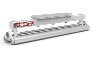 Anatol Roller Squeegee mounted on automatic screen printing press for smooth prints High-quality roller squeegee for preventing fibrillation and enhancing print detail