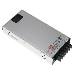 Power supply 48VDC 456W with silver casing, multiple output terminals for industrial applications